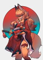 clothing dress female katana species:canine species:fox species:mammal tail // 2790x3905 // 2.8MB