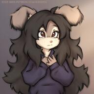 ears elronya_(artist) female hoodie lagomorph simple_background species:rabbit // 850x850 // 71KB