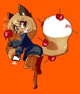 artist:fiddleafox brown_fur candy_apples character:averi_(fiddleafox) dipstick_tail ears female food gloves_(marking) socks_(marking) species:canine species:fox species:mammal tail white_fur // 951x1110 // 67KB