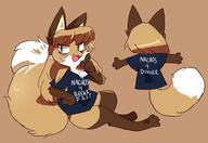 artist:fiddleafox brown_fur character:averi_(fiddleafox) dipstick_tail ears female gloves_(marking) shirt socks_(marking) species:canine species:fox species:mammal tail white_fur // 1547x1063 // 118KB