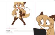 artist:fiddleafox brown_fur character:averi_(fiddleafox) computer dipstick_tail ears female gloves_(marking) socks_(marking) species:canine species:fox species:mammal tail white_fur // 1262x814 // 317KB