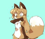 artist:fiddleafox biting_arm brown_fur character:averi_(fiddleafox) dipstick_tail ears female gloves_(marking) socks_(marking) species:canine species:fox species:mammal tail white_fur // 1158x1008 // 76KB