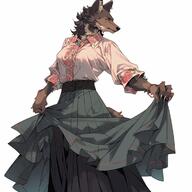 context:ai_generated dress female species:canid species:wolf // 736x736 // 475KB