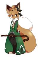 artist:fiddleafox brown_fur cane character:averi_(fiddleafox) dipstick_tail dress ears female gloves_(marking) socks_(marking) species:canine species:fox species:mammal standing tail white_fur // 899x1345 // 79KB