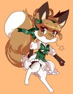 artist:fiddleafox bow_tie brown_fur character:averi_(fiddleafox) dipstick_tail dress ears female gloves_(marking) pawpads paws pink_pawpads socks_(marking) species:canine species:fox species:mammal stockings tail white_fur // 726x937 // 60KB