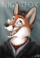 artist:tanidareal black_hair black_jacket blue_eyes clothing glasses jacket looking_away male meta:2007 necktie orange_fur red_necktie smiling species:canine species:fox species:mammal teeth white_fur // 400x571 // 108KB