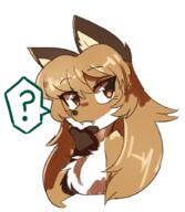 artist:fiddleafox brown_fur character:averi_(fiddleafox) dipstick_tail ears female gloves_(marking) question_mark socks_(marking) species:canine species:fox species:mammal tail white_fur // 780x898 // 298KB