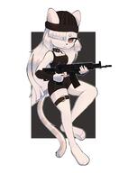 artist:biankers ears eyes female gun hair simple_background species:cat species:domestic species:feline species:mammal tail white_background // 3037x4096 // 452KB